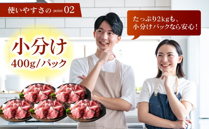 ＜特選＞佐賀牛 切り落とし 2kg（約400g×5パック）【肉の三栄】黒毛和牛 モモ ウデ バラ [HAA135]