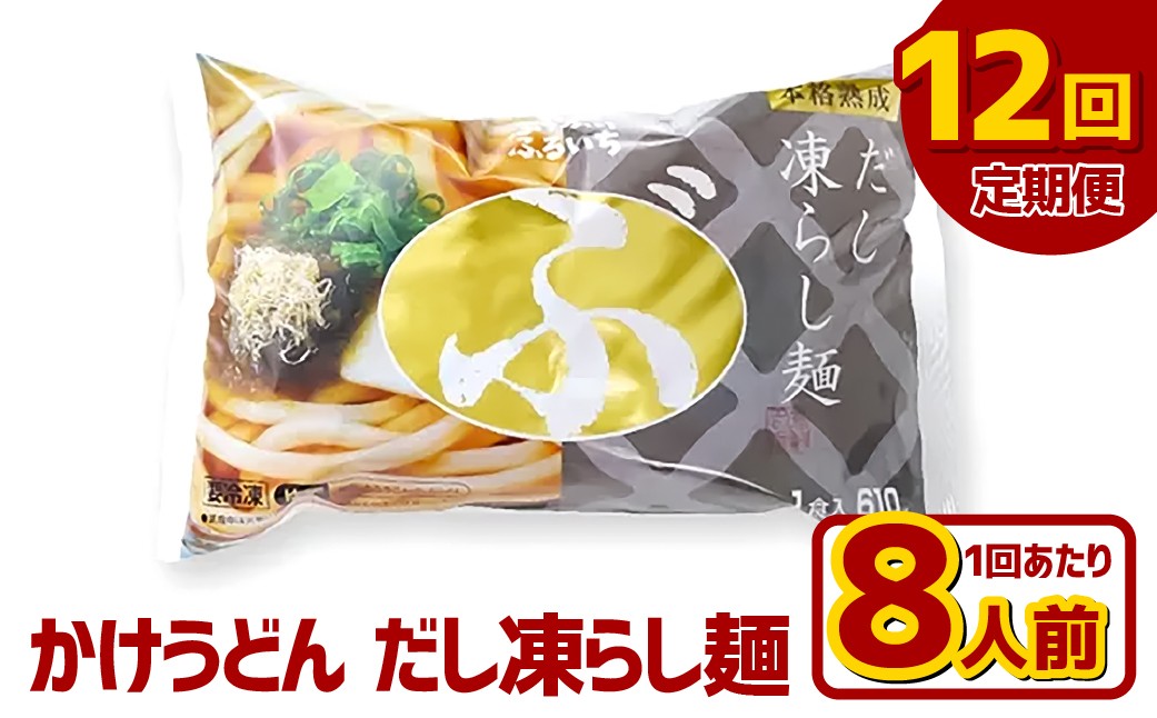 【12ヶ月定期便】かけうどん だし凍らし麺 8人前×12回