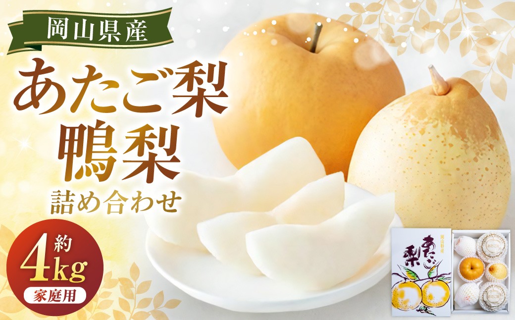 あたご梨 2～3玉・鴨梨（ヤーリー） 3～7玉 詰合せ 合計約4kg ご家庭用