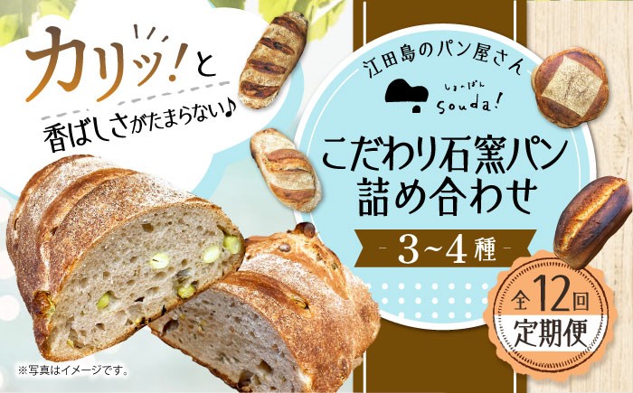 【全12回定期便】人気 石窯パン 詰め合わせ (3〜4種)  パン ハードパン セット 定期便 詰め合わせ 江田島