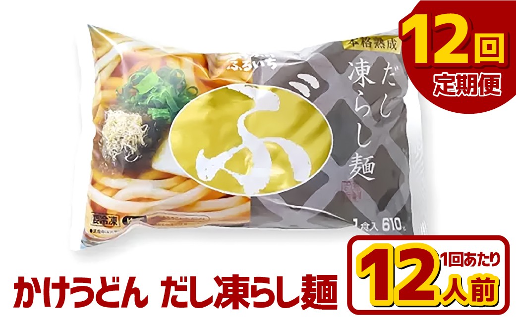 【12ヶ月定期便】かけうどん だし凍らし麺 12人前×12回
