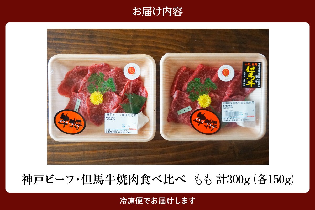 【お届け内容】
・神戸ビーフ/但馬牛 焼肉 もも食べ比べ 各150g（計300g）
