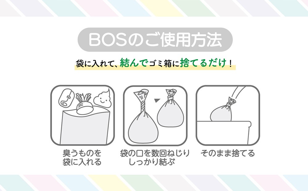 臭わない袋BOS ストライプパッケージ SSサイズ 200枚入り 2個セット(白色、ラベンダー)