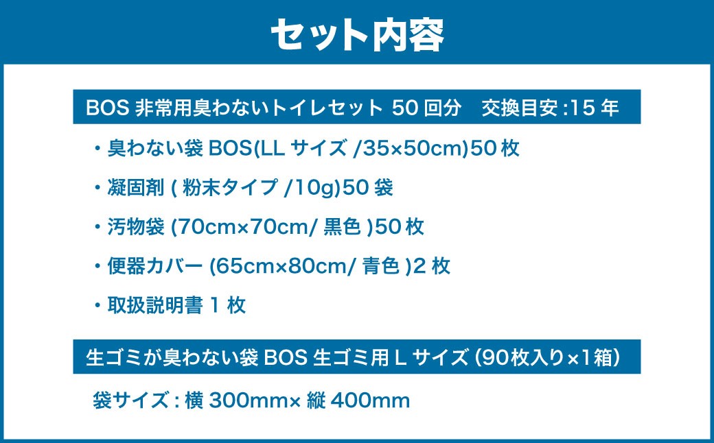 非常用臭わないトイレセット 50回分&臭わない袋BOS Lサイズ 90枚入り