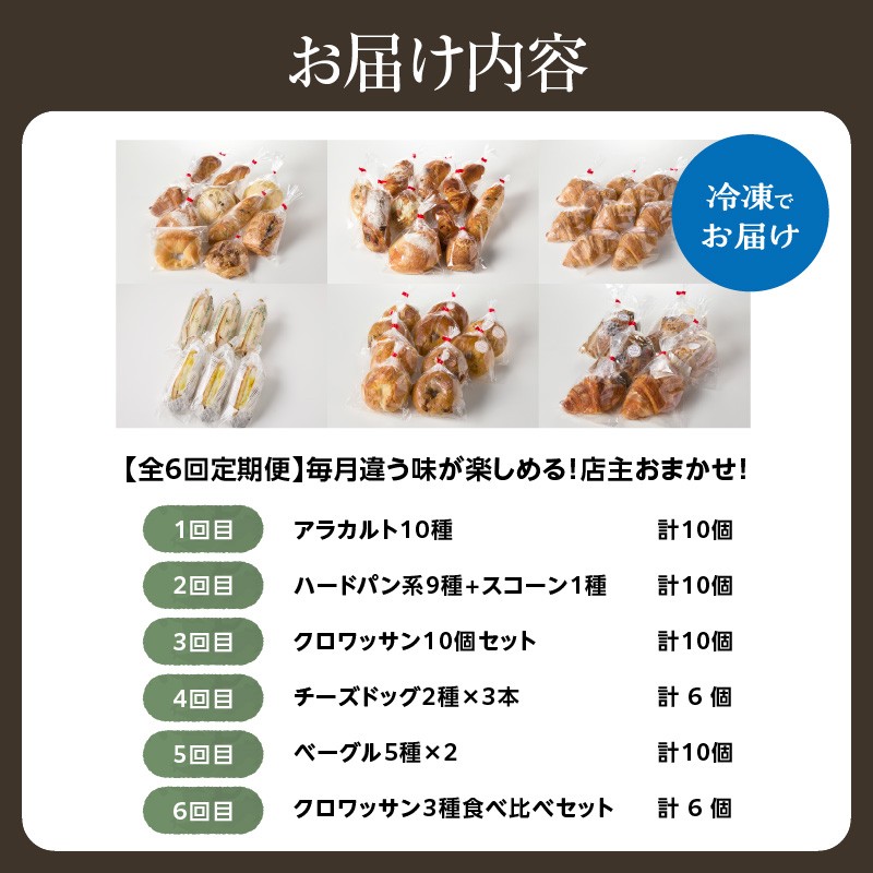 【全6回定期便】毎月違う味が楽しめる！店主厳選！パン定期便