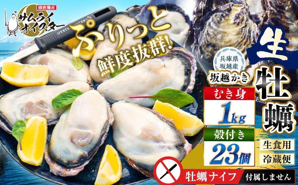 牡蠣 生食 坂越かき むき身 500g×2、 殻付き 23個