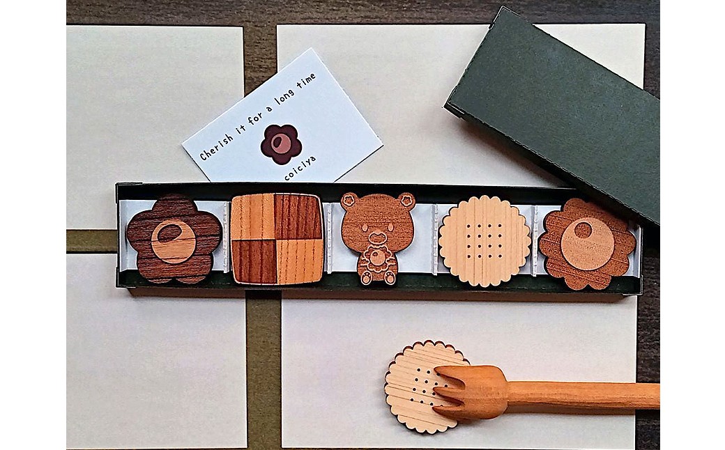 クッキーお箸置きセット（天然木・無塗装）