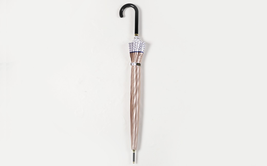 【カラーが選べる】婦人サテン裾ドット 軽量16本骨60㎝ジャンプ ネイビー・ピンク・ベージュ