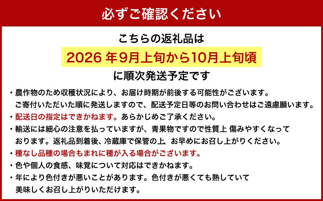 【 ご 家庭 用 】 シャイン ＆ オーロラ 1.2キロ 【 2026年9月上旬から10月上旬頃発送予定 】