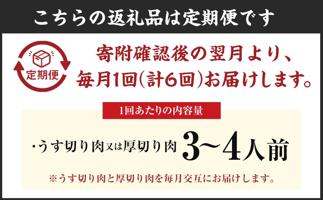 【6ヵ月定期便】博多和牛 うす切り肉と焼き肉用厚切りの毎月交互の6回お届け