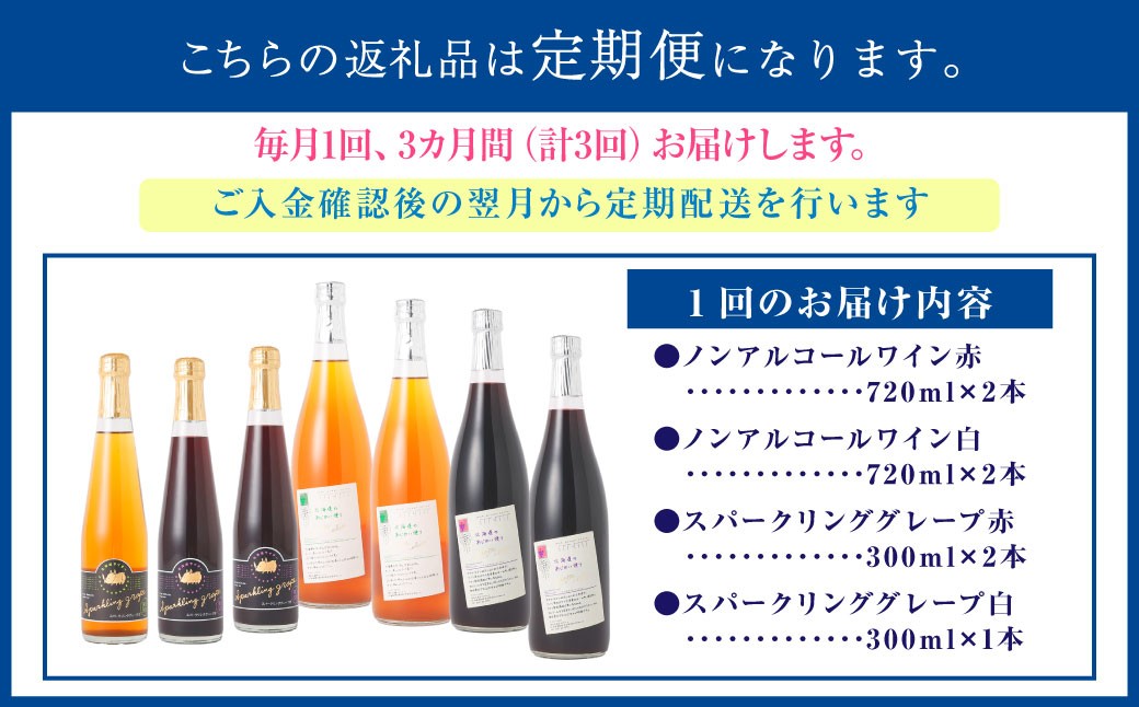 【 3回 定期便 】北海道のあじわい便り ぶどうづくし 4種セット