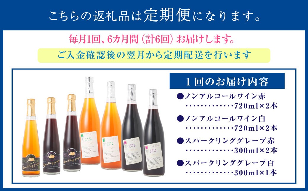 【 6回 定期便 】北海道のあじわい便り ぶどうづくし 4種セット