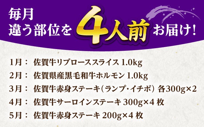 【全12回定期便】 4人前 佐賀牛 食べつくし定期【山下牛舎】牛肉 定期便 ステーキ すき焼き 焼肉 しゃぶしゃぶ A5