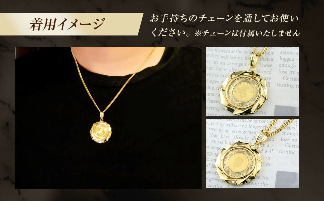 コインペンダント真鍮金ダイヤカット