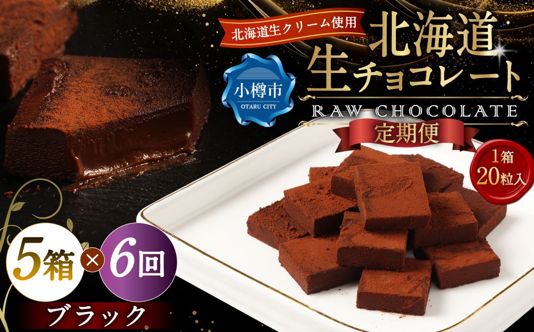 【6回定期便】 《冷凍》 北海道生チョコレート （ブラック） 5箱×6回 合計30箱