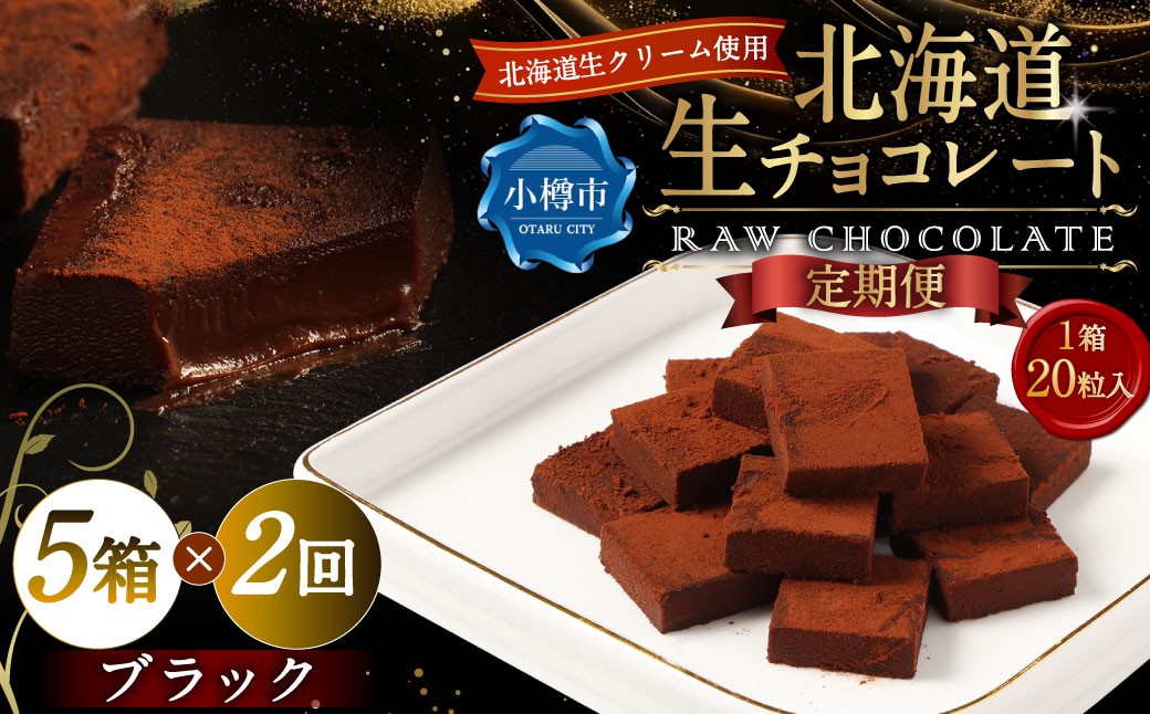 【2回定期便】 《冷凍》 北海道生チョコレート （ブラック） 5箱×2回 合計10箱