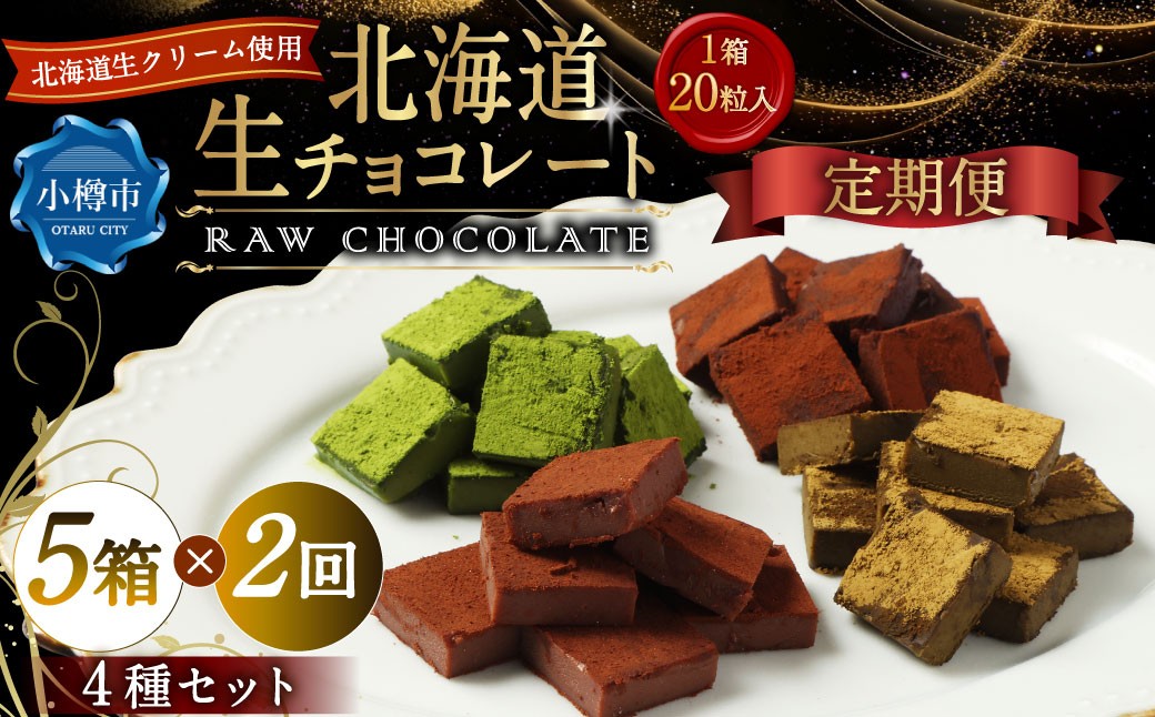 【2回定期便】 《冷凍》 北海道生チョコレート 4種 セット 5箱×2回 合計10箱