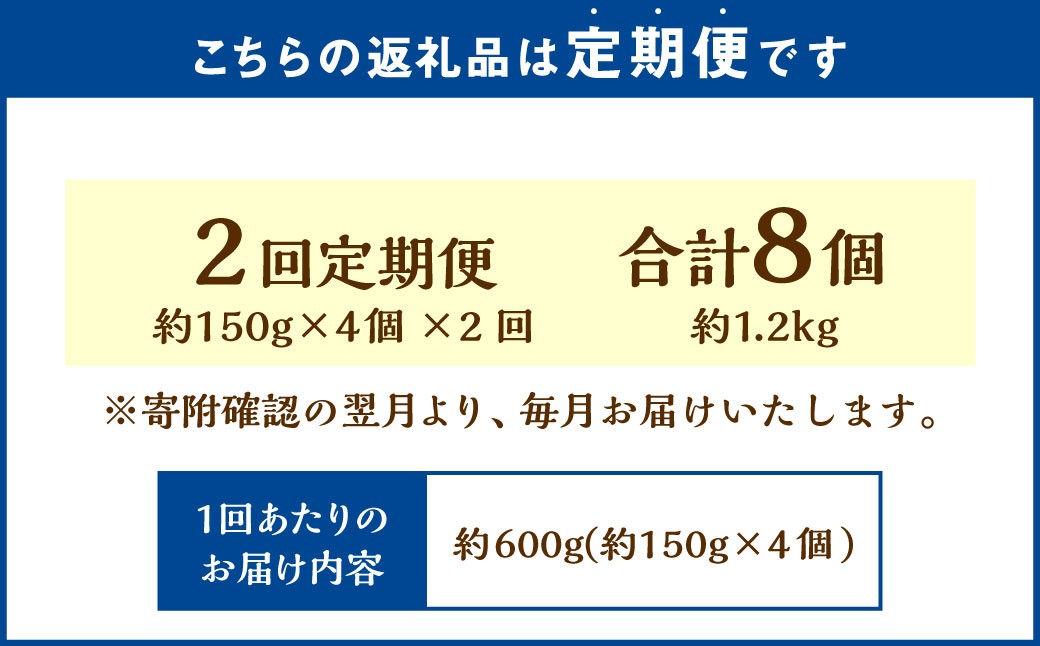 【2回定期便】北海道カタラーナ 約600g（約150g×4個）