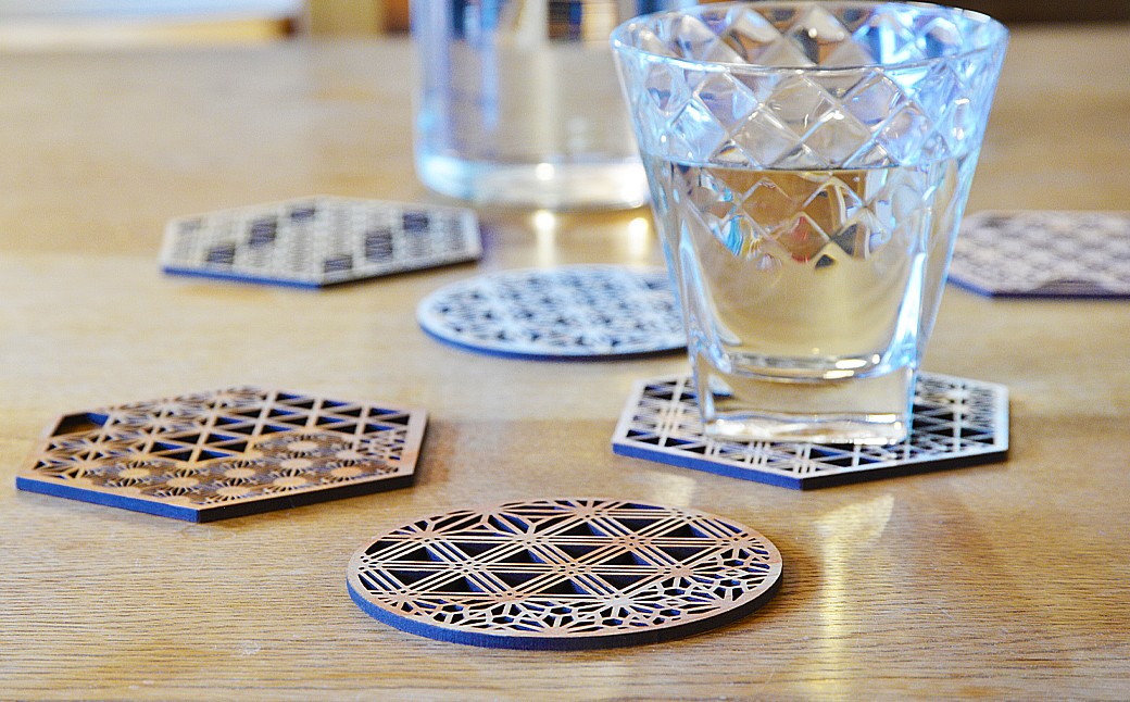 組子文様コースター　sora　2枚セットー