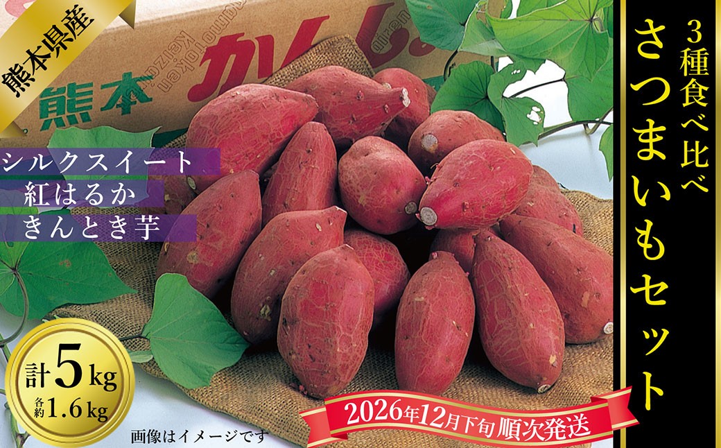 【2026年12月下旬発送開始】さつまいも食べ比べ（シルクスイート/紅はるか/金時）計約5kg