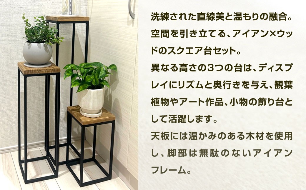 暮らしに合わせて変化するスクエア台 3点 セット （小） 艶消しブラック×ジャコビーン