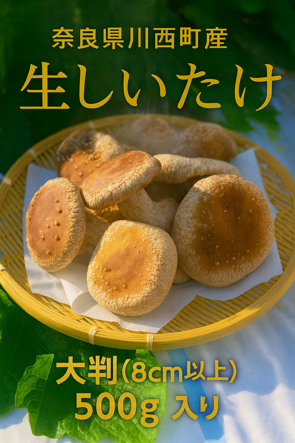 香り、旨み、食べ応え。奈良県川西町が誇る肉厚生しいたけを、採れたての鮮度そのままにお届けします。