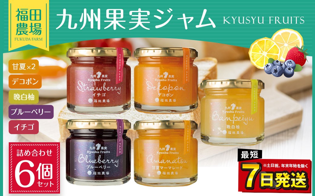 九州 果実 ジャム 詰め合わせ 120g×6個 セット いちご 甘夏