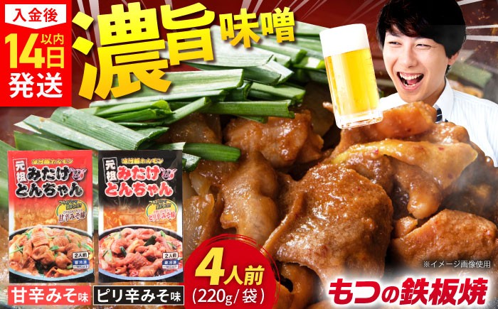 みたけとんちゃん　もつの鉄板焼　ホルモン　甘辛みそ味　ピリ辛みそ味　4人前　220ｇ/袋