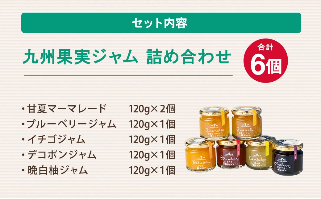 九州 果実 ジャム 詰め合わせ 120g×6個 セット いちご 甘夏