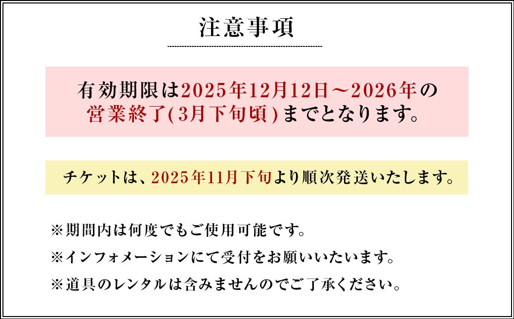 くじゅう森林公園スキー場 シーズン券1名様分