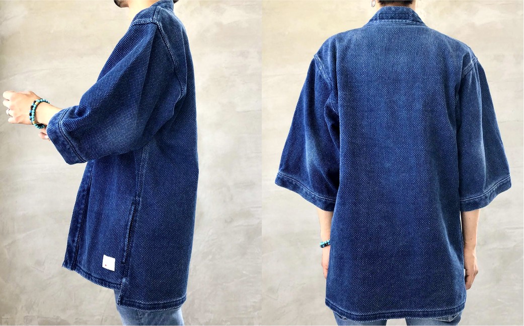 BLUE SAKURA刺し子着物ジャケット（半袖）DNTSW07ID