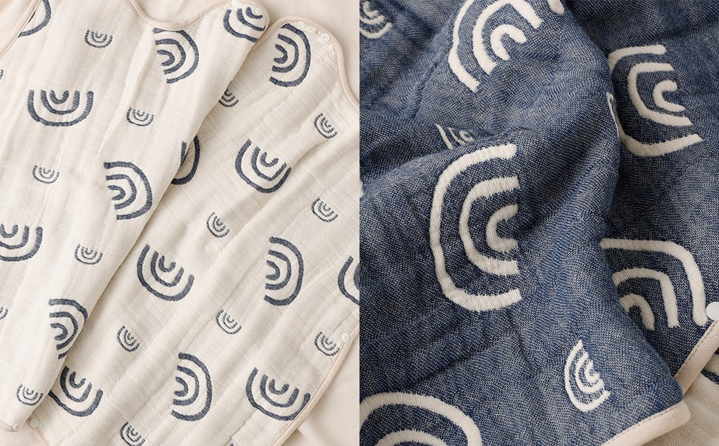 6重ガーゼ織スリーパー×1枚（ネイビー）