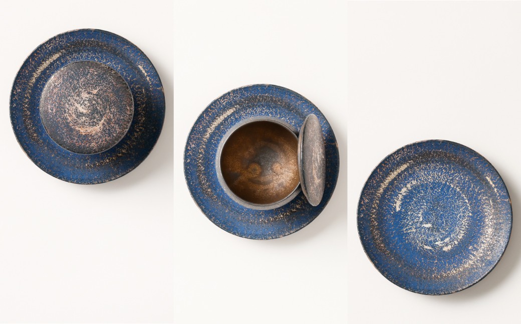 画像は青地銀彩薄茶器（青）です。お好みの色を応援メッセージ欄にてお知らせください