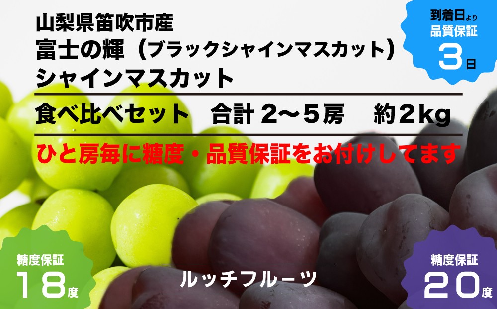 山梨県で生まれた黒いシャインマスカット「富士の輝（かがやき）」超希少品種の食べ比べセットを数量限定でお届けします