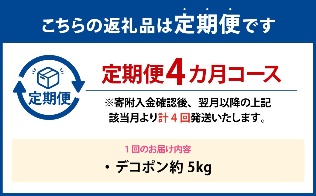 【年4回定期便】デコポン約5kg（15～20玉入り）×4回
