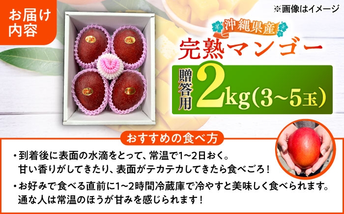沖縄県産 完熟マンゴー 贈答用 2kg (3〜5玉) マンゴー 沖縄 果物 フルーツ ギフト まんごー 2kg 