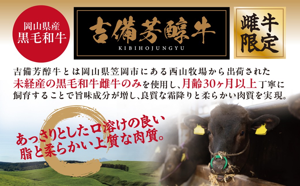【岡山県産・黒毛和牛】【赤身と霜降り王道食べ比べ】吉備芳醇牛 肩ロース・モモ焼肉 約800g