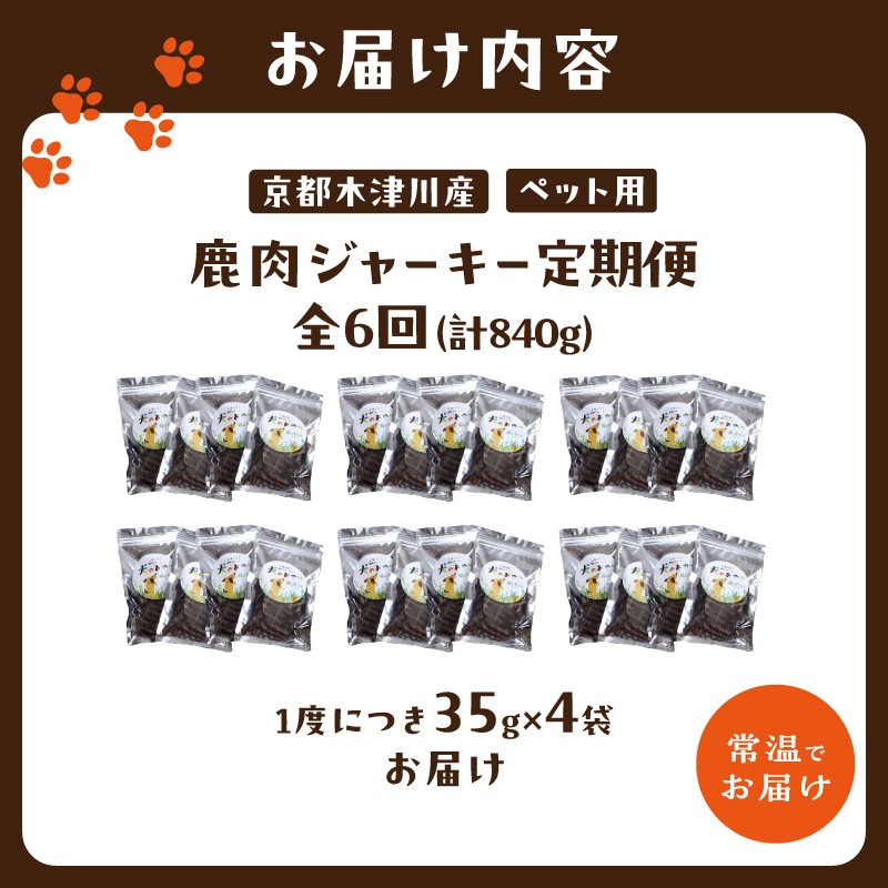 【定期便】犬用 鹿肉ジャーキー（35g×4袋）【全6回】
