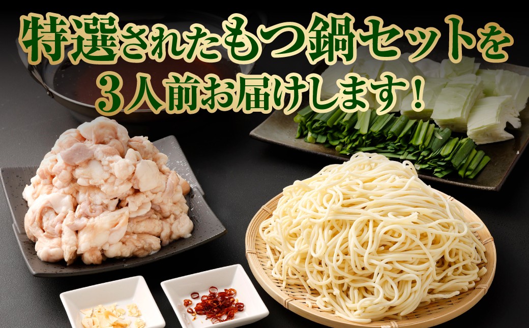 特選 もつ鍋 セット 3人前 醤油スープ モツ もつ 小腸 醤油 ちゃんぽん麺