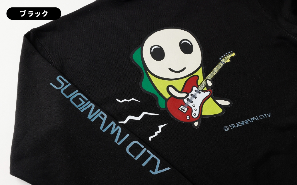 なみすけクルーネックスウェット ブラック（ギターバージョン）＜S～XLよりお選びください＞【思いやり型返礼品】