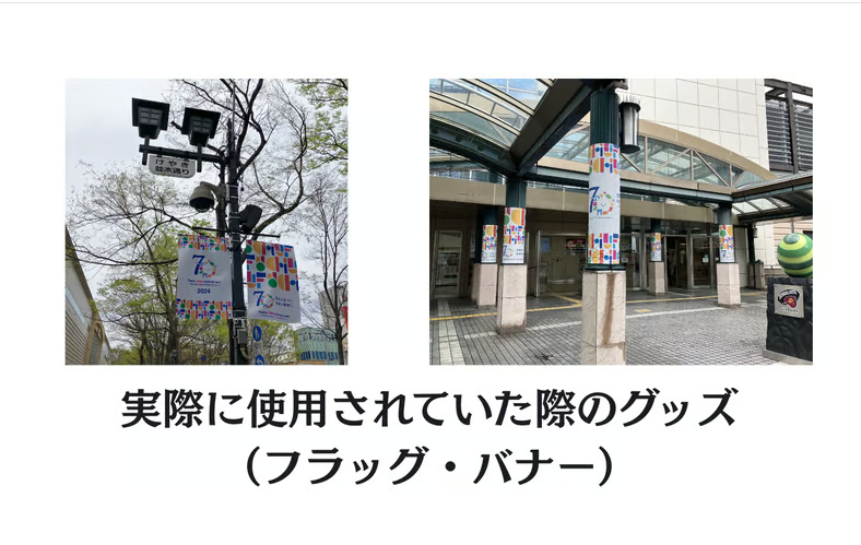 市制70周年フラッグのアップサイクル品になります。