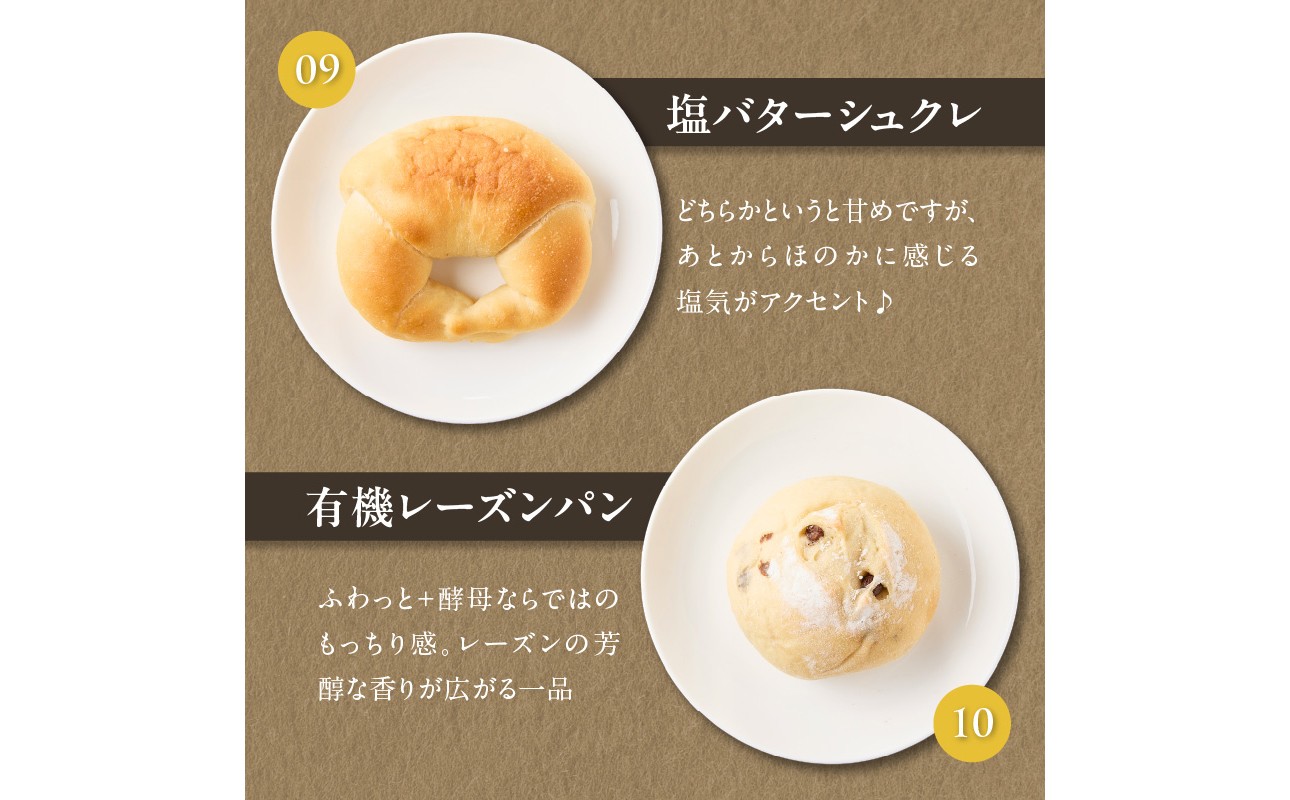 自家培養酵母で焼く店主厳選のアラカルトパン10点セット！
