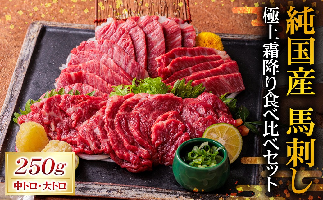 純 国産 馬刺し 極上 霜降り 食べ比べ セット （中トロ・大トロ） 250g 