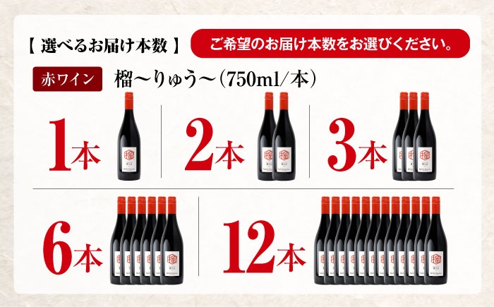 【赤ワイン】榴 りゅう 750ml×3本 三次市産 ワイン 三次ワイナリー