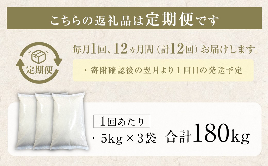 【12回定期便】 筑後の実り 15kg×12回 定期便