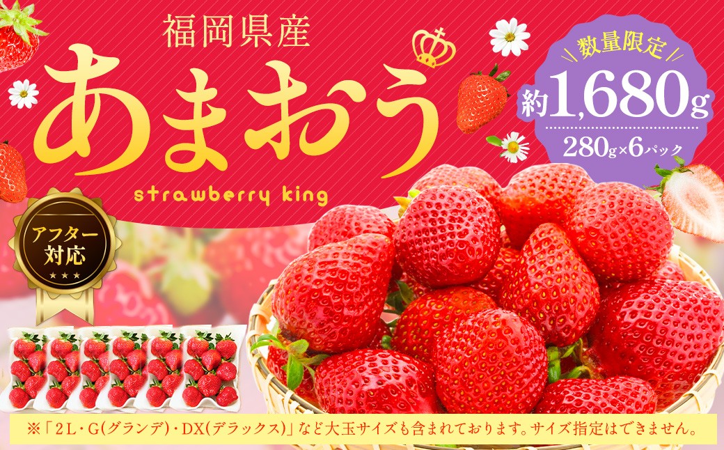 【アフター対応】あまおう 約280g×6パック