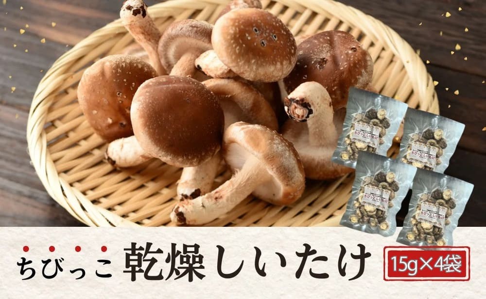 大分県産 しいたけ 津久見で育てたちびっこ乾燥しいたけ 15g×4袋 