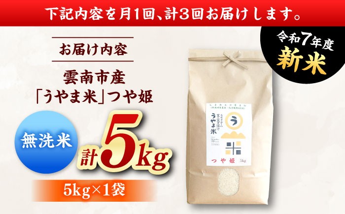 無洗米 コメ つや姫 白米 5キロ 定期便