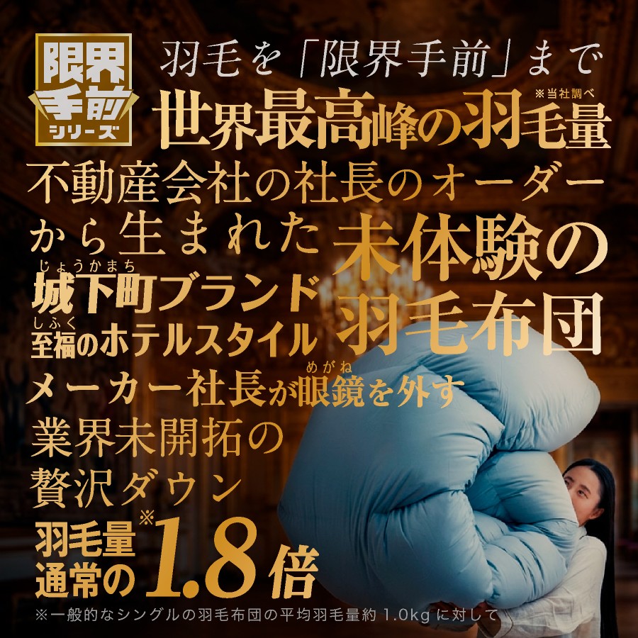 【限界手前シリーズ】超超増量2.1kg 羽毛布団 セミダブルロング 羽毛掛け布団 本掛け