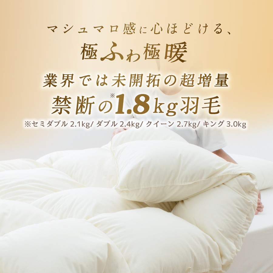 【限界手前シリーズ】超超増量2.7kg 羽毛布団 クイーン 羽毛掛け布団 本掛け